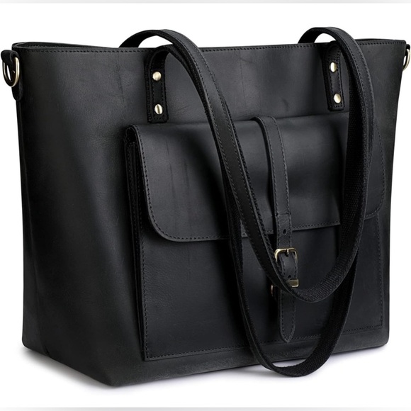 S-ZONE Women Vintage Genuine Leather Tote Bag Large Shoulder Purse Work Handbag - Picture 3 of 11